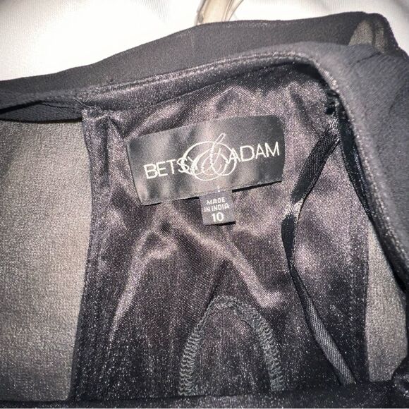 BETSY & ADAM Black Chiffon Gold Sequin Cocktail Dress – Size 10 - Picture 7 of 7